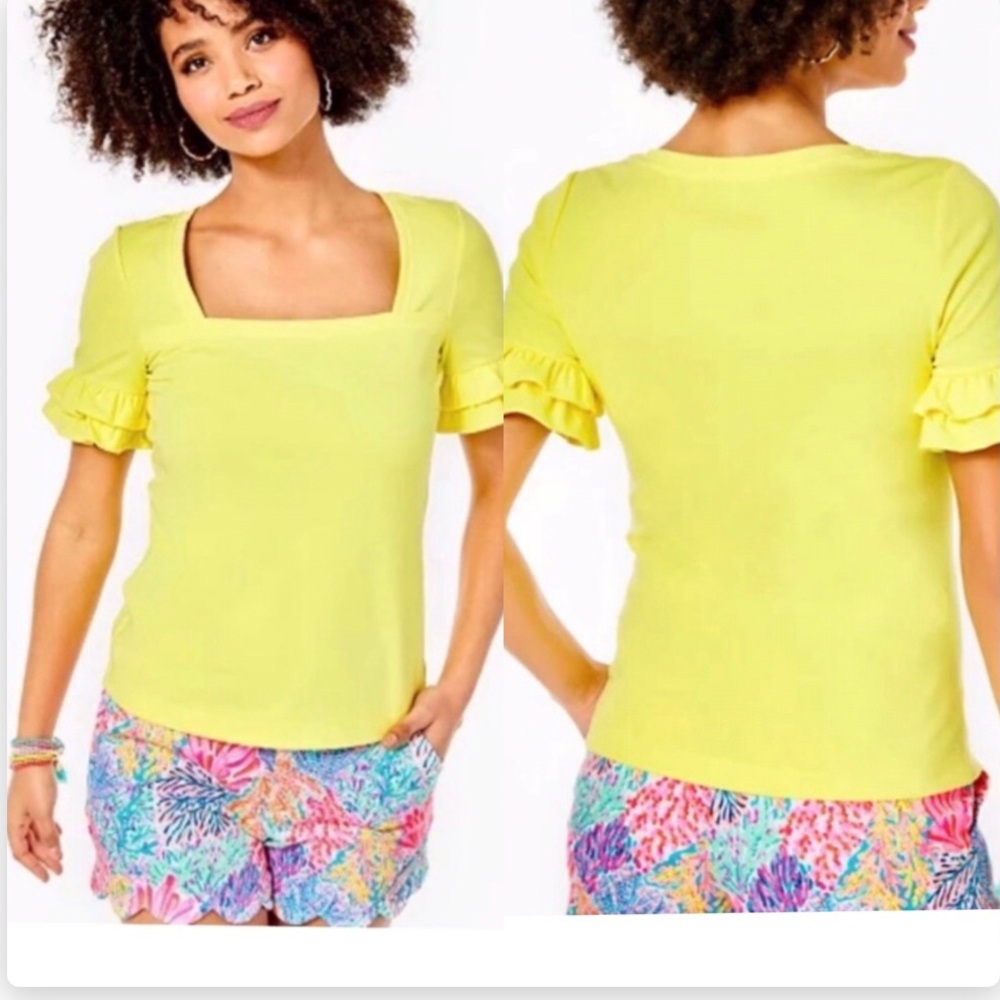 Lilly Pulitzer Galla Yellow Fitz Top Medium NWT